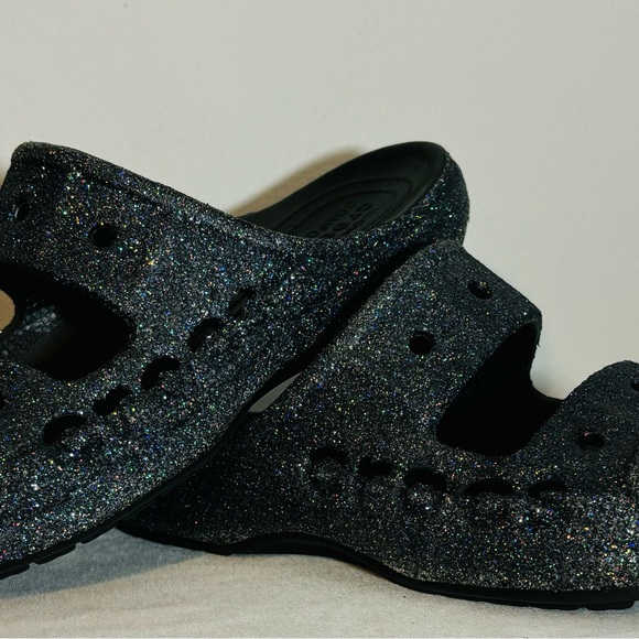 CROCS BAYA Black GLITTER Sandals SIZE 7 Women’s - Picture 7 of 11